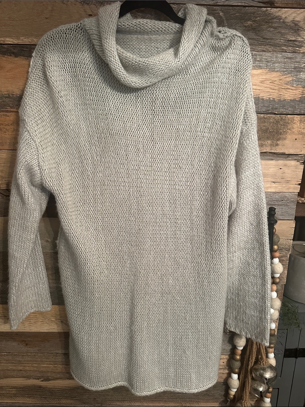 Women's Light Gray Cowl Neck Sweater